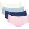 Sloggi Women Basic+ Midi (4-pack), dames slip, wit, lichtblauw, donkerblauw, roze