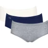 Sloggi Women Basic+ Midi (3-pack), dames slip, wit, donkerblauw, grijs