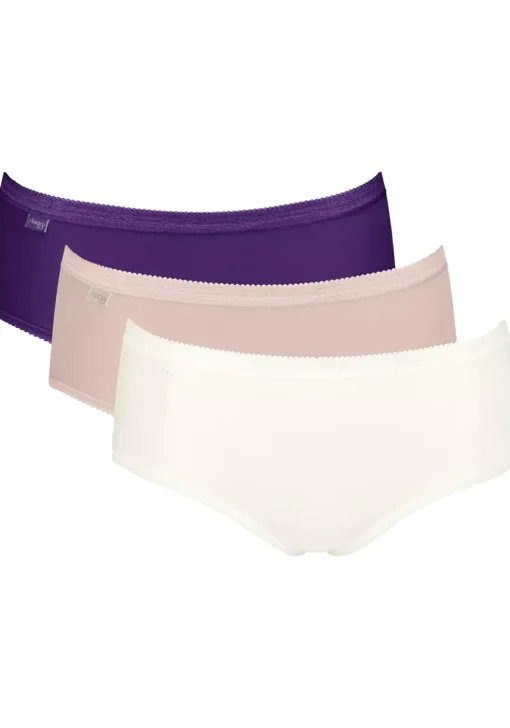 Sloggi Women Basic+ Midi (3-pack), dames slip, wit, roze, paars