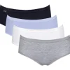 Sloggi Women Basic+ Midi (4-pack), dames slip, wit, grijs, lila, zwart