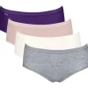Sloggi Women Basic+ Midi (4-pack), dames slip, wit, grijs, roze, paars