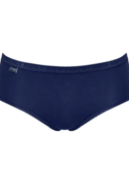 Sloggi Women Basic+ Midi (4-pack), dames slip, wit, lichtblauw, donkerblauw, grijs