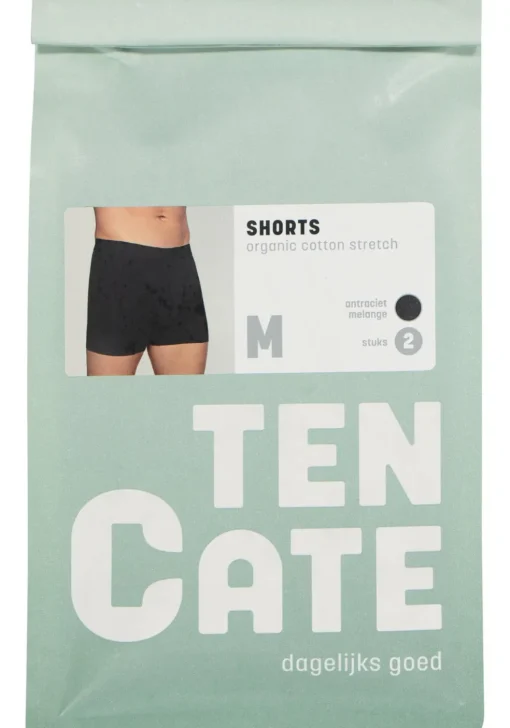 TEN CATE Basics men shorts (2-pack), heren boxers normale lengte, antraciet grijs melange