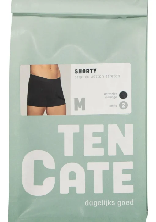 TEN CATE Basics men shorty (2-pack), heren boxers kort, antraciet grijs melange