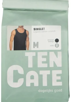 TEN CATE Basics men singlet (2-pack), heren hemden O-hals, antraciet grijs melange