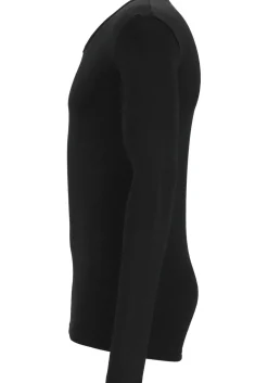 TEN CATE Thermo men V-neck long sleeve, heren thermo T-shirt lange mouw V-hals, zwart