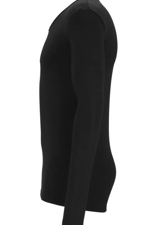 TEN CATE Thermo men V-neck long sleeve, heren thermo T-shirt lange mouw V-hals, zwart