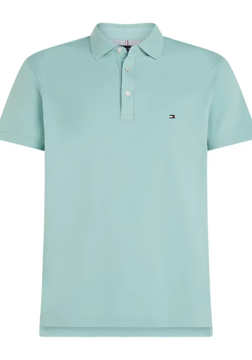 Tommy Hilfiger 1985 Slim Polo, heren poloshirt, licht aqua