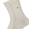 Tommy Hilfiger damessokken Dot (2-pack), uni en gestipt katoen, licht beige melange met wit