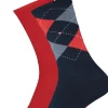 Tommy Hilfiger damessokken Check (2-pack), uni en geruit katoen, donkerblauw met rood