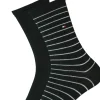 Tommy Hilfiger damessokken Small Stripe (2-pack), uni en gestreept katoen, zwart met wit