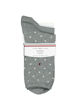 Tommy Hilfiger damessokken Dot (2-pack), uni en gestipt katoen, grijs met wit