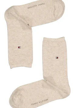 Tommy Hilfiger damessokken Dot (2-pack), uni en gestipt katoen, licht beige melange met wit