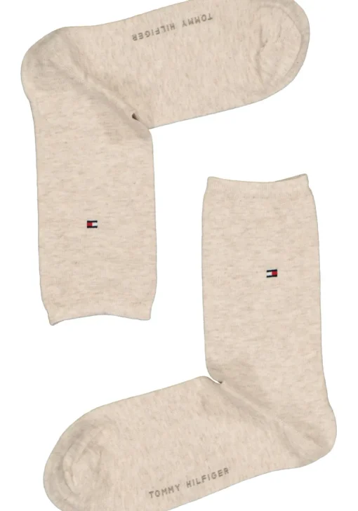 Tommy Hilfiger damessokken Dot (2-pack), uni en gestipt katoen, licht beige melange met wit
