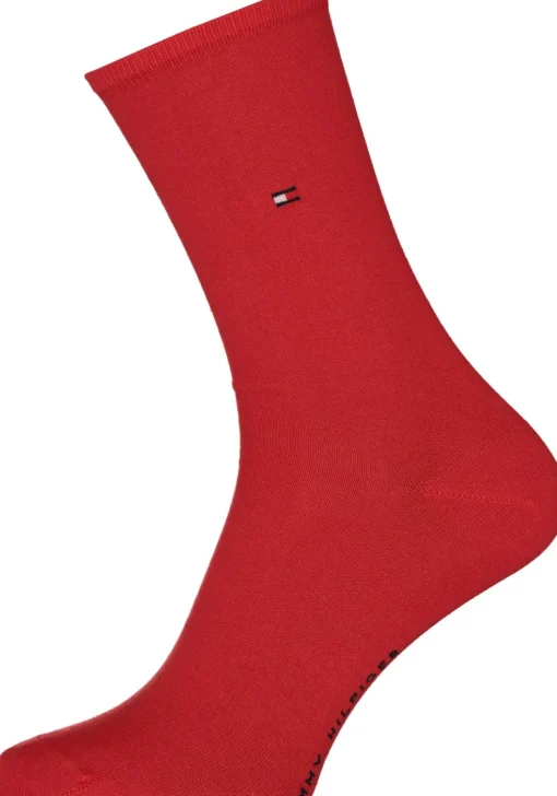 Tommy Hilfiger damessokken Check (2-pack), uni en geruit katoen, donkerblauw met rood