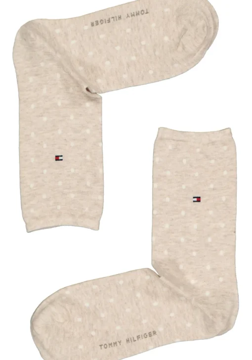 Tommy Hilfiger damessokken Dot (2-pack), uni en gestipt katoen, licht beige melange met wit