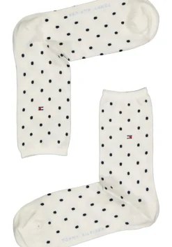 Tommy Hilfiger damessokken Dot (2-pack), uni en gestipt katoen, off white met blauw
