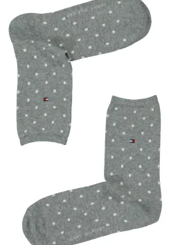 Tommy Hilfiger damessokken Dot (2-pack), uni en gestipt katoen, grijs met wit