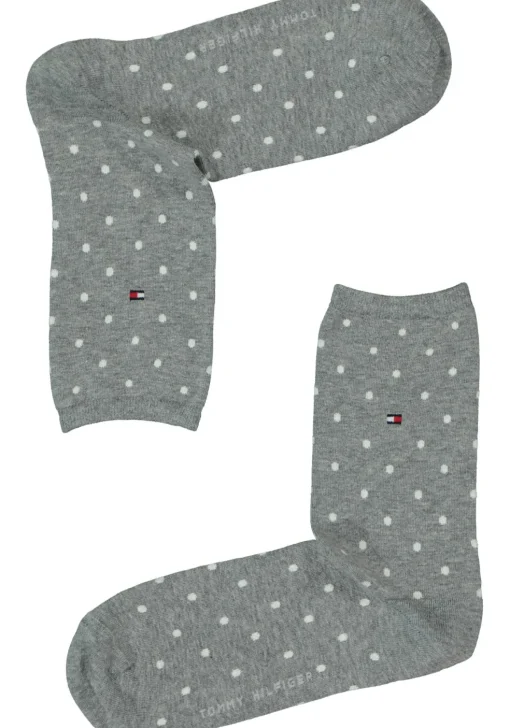 Tommy Hilfiger damessokken Dot (2-pack), uni en gestipt katoen, grijs met wit