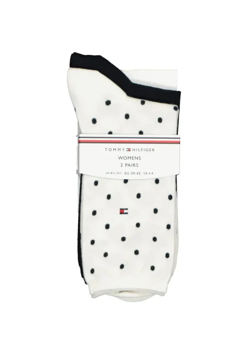 Tommy Hilfiger damessokken Dot (2-pack), uni en gestipt katoen, off white met blauw