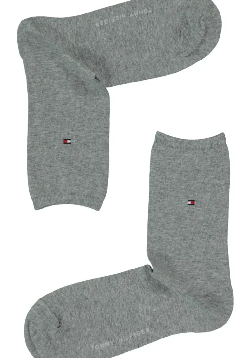 Tommy Hilfiger damessokken Dot (2-pack), uni en gestipt katoen, grijs met wit