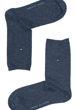 Tommy Hilfiger damessokken Dot (2-pack), uni en gestipt katoen, jeans blauw met wit