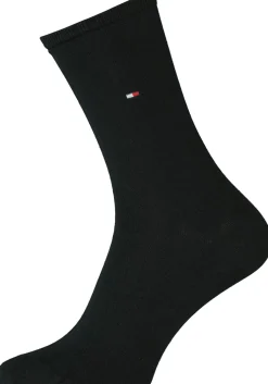 Tommy Hilfiger damessokken Small Stripe (2-pack), uni en gestreept katoen, zwart met wit