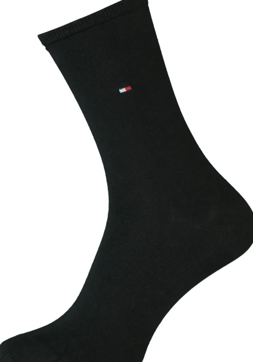 Tommy Hilfiger damessokken Small Stripe (2-pack), uni en gestreept katoen, zwart met wit