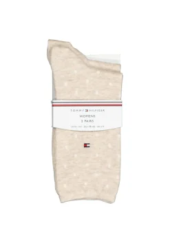 Tommy Hilfiger damessokken Dot (2-pack), uni en gestipt katoen, licht beige melange met wit