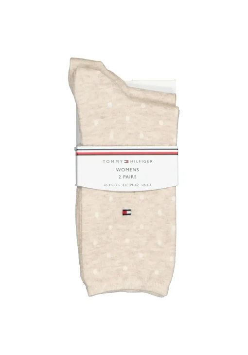 Tommy Hilfiger damessokken Dot (2-pack), uni en gestipt katoen, licht beige melange met wit