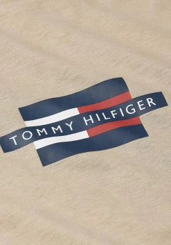Tommy Hilfiger Flag Box Tee, heren T-shirt korte mouw O-hals, beige