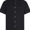 Tommy Hilfiger Flex Poplin Regular Fit Shirt, korte mouw, popeline, zwart