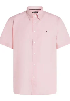 Tommy Hilfiger Flex Poplin Regular Fit Shirt, korte mouw, popeline, roze