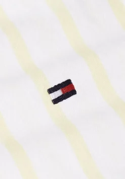 Tommy Hilfiger Flex Poplin Regular Fit Shirt, korte mouw, popeline, wit met geel gestreept