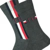 Tommy Hilfiger Iconic Logo Stripe Socks (2-pack), herensokken katoen, grijs