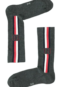 Tommy Hilfiger Iconic Logo Stripe Socks (2-pack), herensokken katoen, grijs