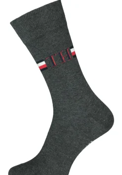 Tommy Hilfiger Iconic Logo Stripe Socks (2-pack), herensokken katoen, grijs