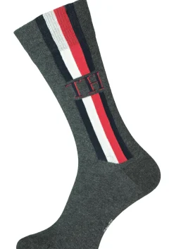 Tommy Hilfiger Iconic Logo Stripe Socks (2-pack), herensokken katoen, grijs
