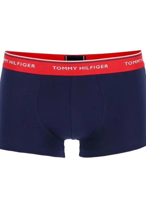 Tommy Hilfiger low rise trunk (3-pack), lage heren boxers kort, blauw met 3 kleuren tailleband