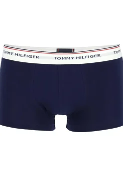 Tommy Hilfiger low rise trunk (3-pack), lage heren boxers kort, blauw met 3 kleuren tailleband