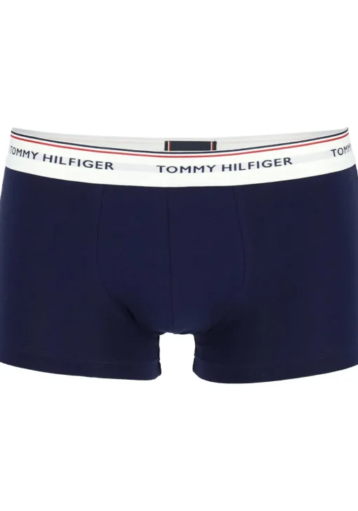 Tommy Hilfiger low rise trunk (3-pack), lage heren boxers kort, blauw met 3 kleuren tailleband