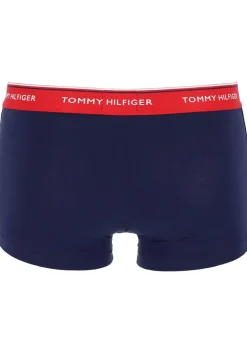Tommy Hilfiger low rise trunk (3-pack), lage heren boxers kort, blauw met 3 kleuren tailleband