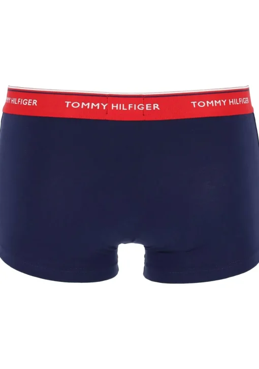 Tommy Hilfiger low rise trunk (3-pack), lage heren boxers kort, blauw met 3 kleuren tailleband