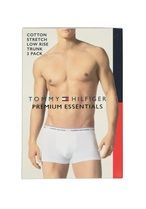 Tommy Hilfiger low rise trunk (3-pack), lage heren boxers kort, blauw met 3 kleuren tailleband