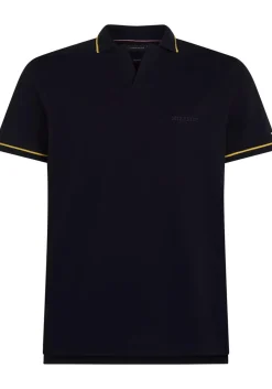 Tommy Hilfiger Open Collar Tipped Regular Polo, heren poloshirt, donkerblauw