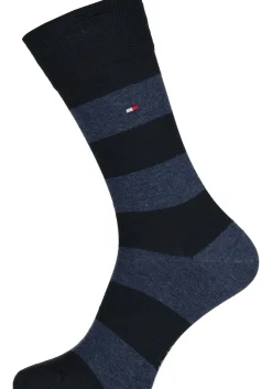 Tommy Hilfiger Rugby Stripe Socks (2-pack), herensokken katoen gestreept en uni, blauw