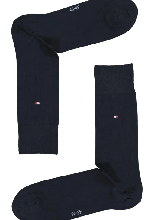 Tommy Hilfiger Rugby Stripe Socks (2-pack), herensokken katoen gestreept en uni, blauw