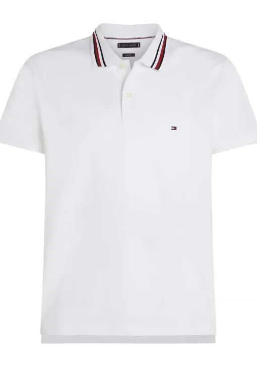 Tommy Hilfiger RWB Collar Regular Polo, heren poloshirt, wit