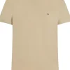 Tommy Hilfiger Stretch Slim Fit Tee, heren T-shirt korte mouw O-hals, beige