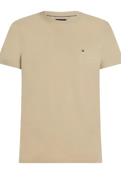 Tommy Hilfiger Stretch Slim Fit Tee, heren T-shirt korte mouw O-hals, beige